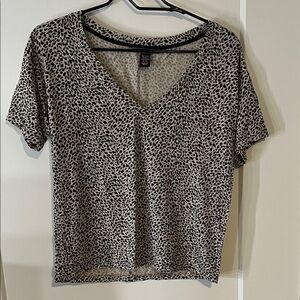 Victoria's Secret Black and White Leopard V-Neck Top